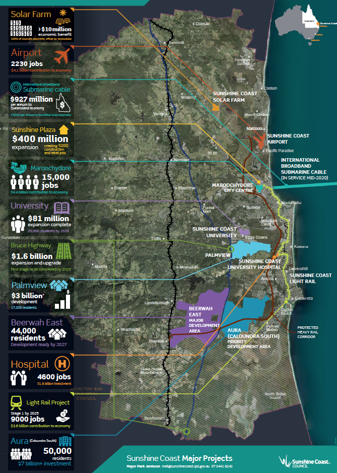 Sunshine Coast Australia - Major Projects Map
