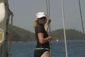 Kath-sailing-through-the-Whitsunday-Islands