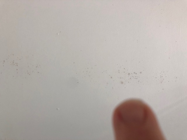 Mould on ensuite ceiling above bath during rainy weather